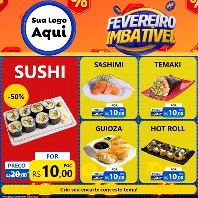 Modelo de Rede Social para Feed Facebook com o tema Fevereiro Imbatível para Comida japonesa