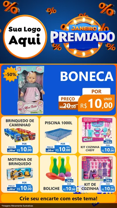 Modelo de Rede Social para Stories com o tema Janeiro Premiado para Brinquedos