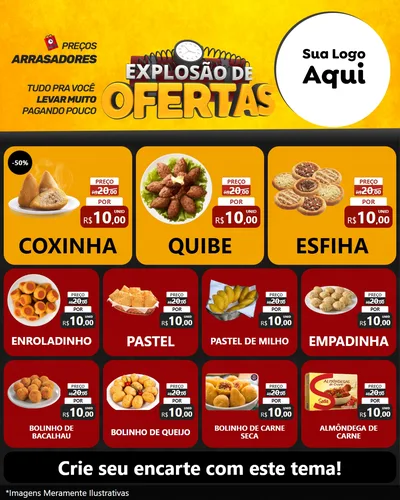 Modelo de Rede Social para Feed Instagram com o tema Explosão de Ofertas para Salgadaria