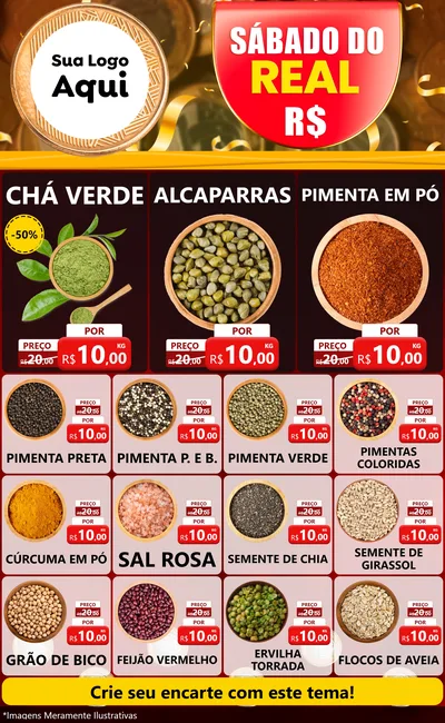 Modelo de Encarte para Encarte Grande com o tema Sábado do Real para Produtos Naturais