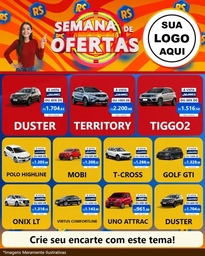 Modelo de Rede Social para Feed Instagram com o tema Semana de Ofertas para Concessionaria de Carros
