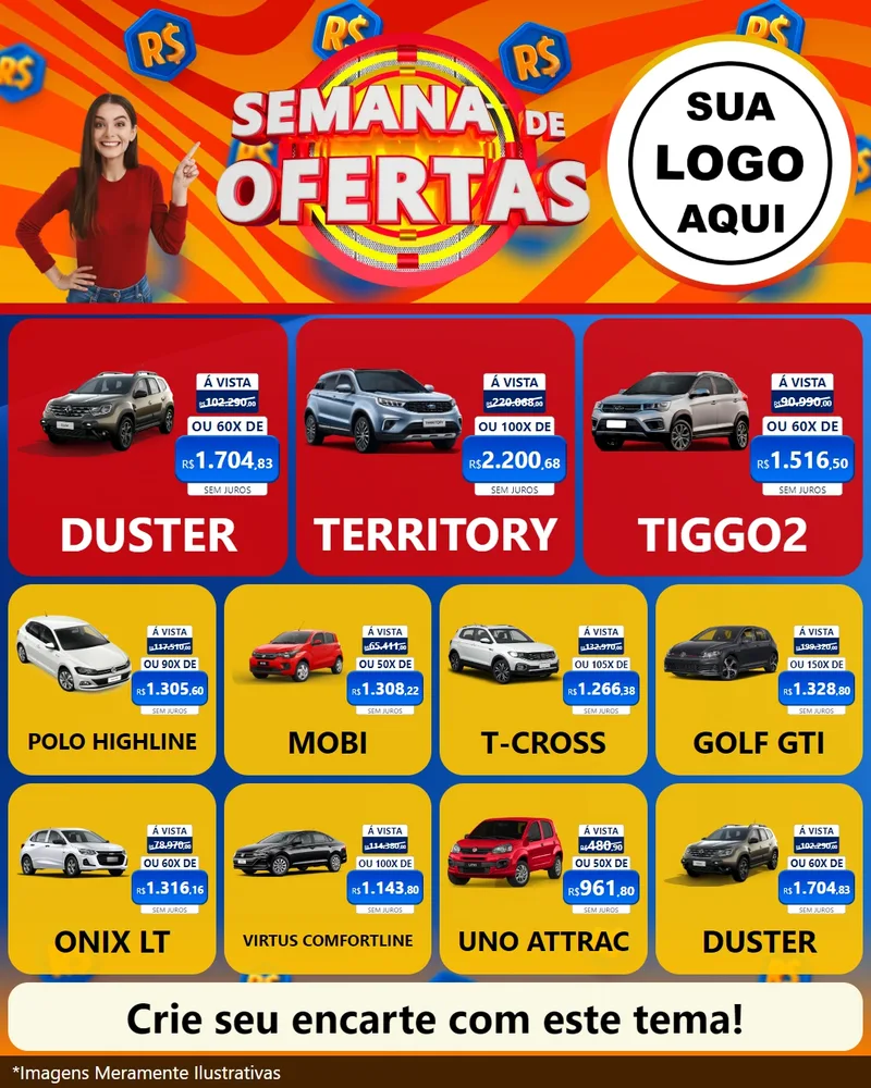 Modelo de Rede Social para Feed Instagram com o tema Semana de Ofertas para Concessionaria de Carros
