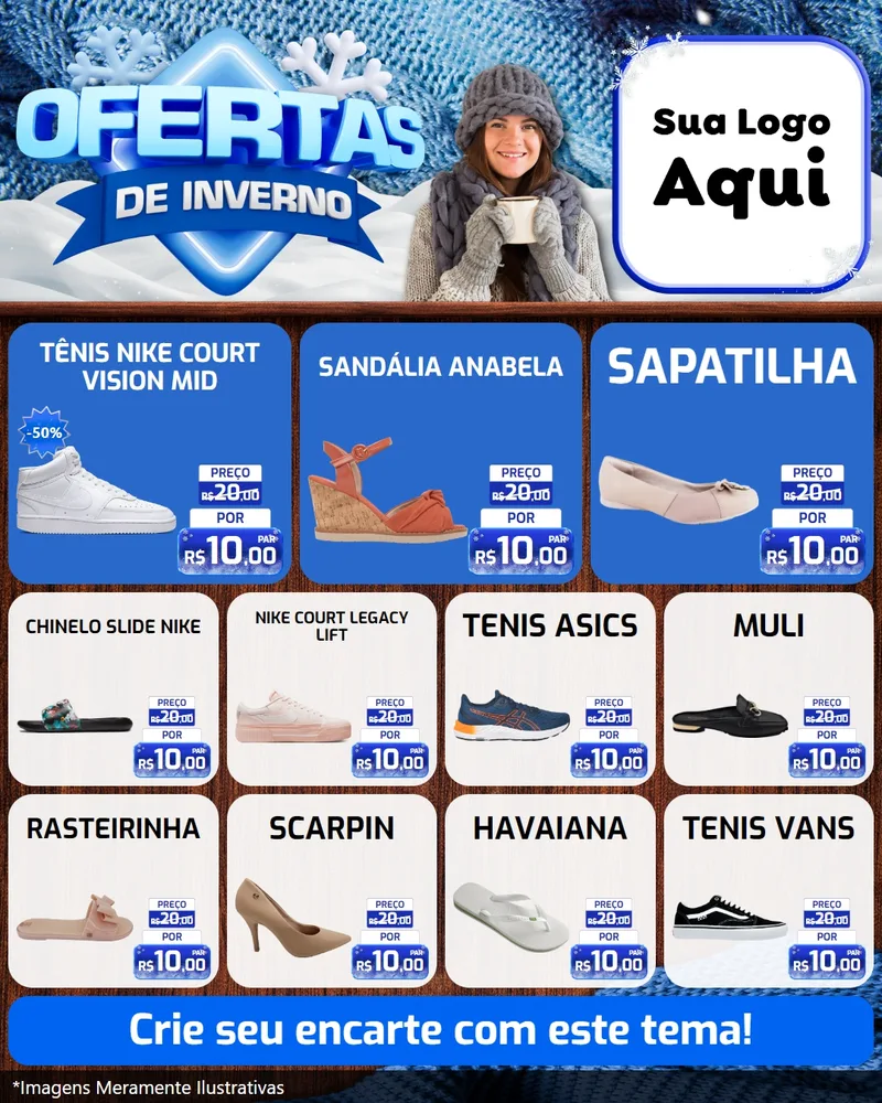 Modelo de Rede Social para Feed Instagram com o tema Ofertas de Inverno para Calçados