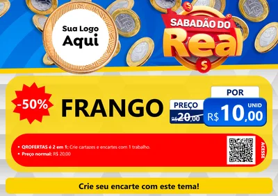 Modelo de Cartaz para Cartaz A4 Horizontal com o tema Sabadão do Real para Assados