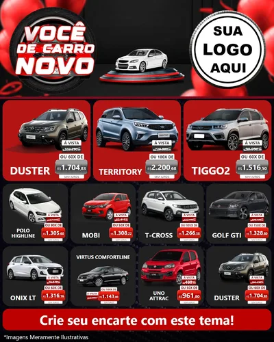 Modelo de Rede Social para Feed Instagram com o tema Você de Carro Novo para Concessionaria de Carros