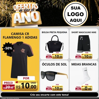 Modelo de Rede Social para Feed Facebook com o tema Ofertas de Fim de Ano para Roupas e acessórios