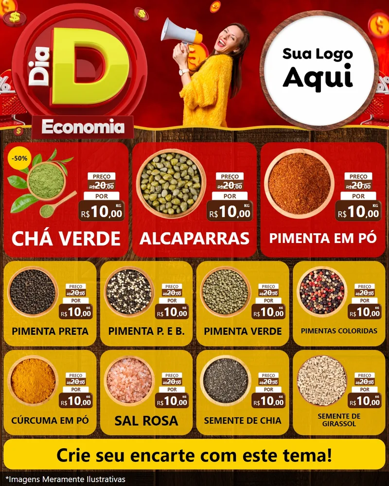 Modelo de Rede Social para Feed Instagram com o tema Dia D Economia para Produtos Naturais