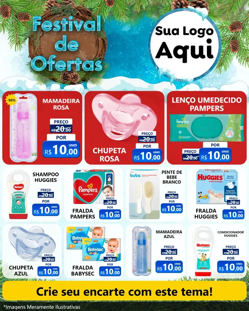 Modelo de Rede Social para Feed Instagram com o tema Festival de Ofertas - Inverno para Bebês