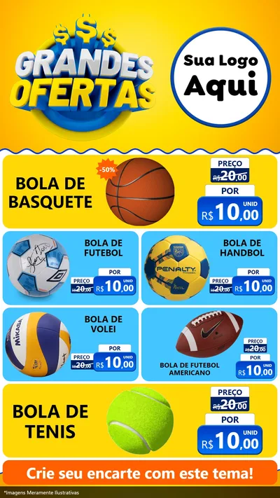 Modelo de TV para TV Vertical com o tema Grandes Ofertas para Artigos Esportivos