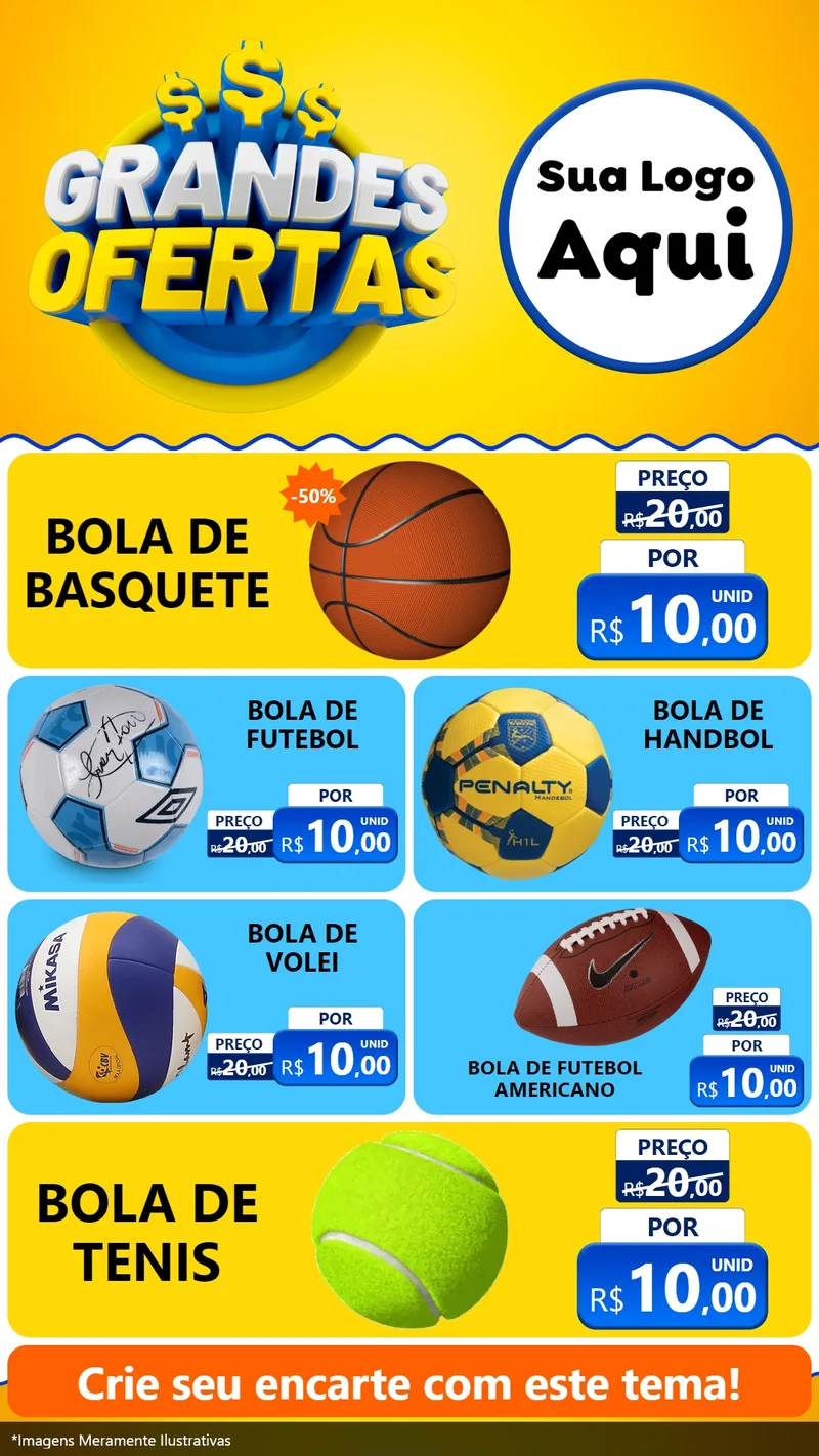 Modelo de TV para TV Vertical com o tema Grandes Ofertas para Artigos Esportivos