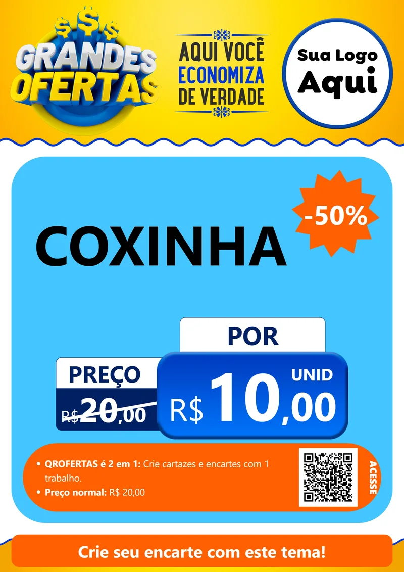 Modelo de Cartaz para Cartaz A4 Vertical com o tema Grandes Ofertas para Salgadaria