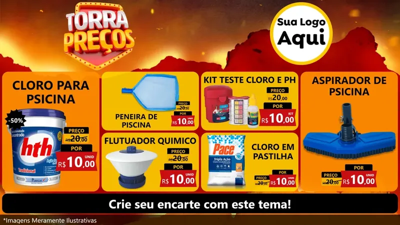 Modelo de TV para TV Horizontal com o tema Torra Preços para Produtos para Piscina