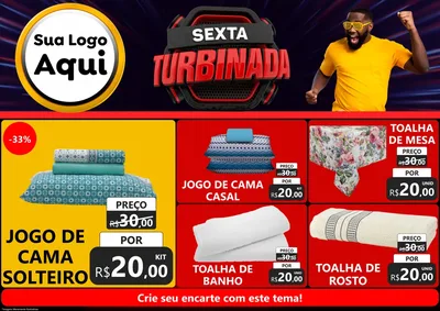 Modelo de Encarte para Encarte A4 Horizontal com o tema Sexta Turbinada para Cama, Mesa e Banho