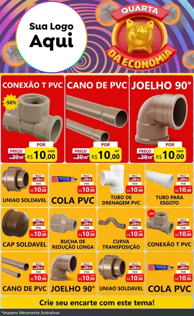 Modelo de Encarte para Encarte Grande com o tema Quarta da Economia para Tubos e conexões