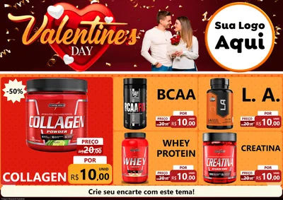 Modelo de Encarte para Encarte A4 Horizontal com o tema Valentine's Day para Suplementos alimentares