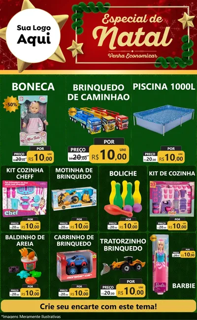 Modelo de Encarte para Encarte Grande com o tema Especial de Natal para Brinquedos