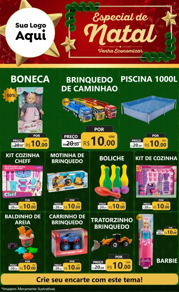 Modelo de Encarte para Encarte Grande com o tema Especial de Natal para Brinquedos