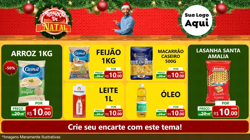Modelo de TV para TV Horizontal com o tema Promoção de Natal para Supermercado