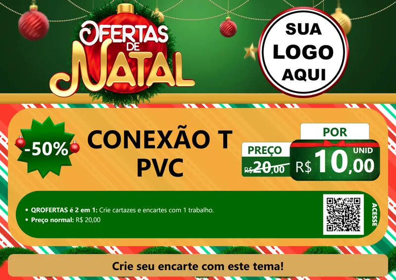 Modelo de Cartaz para Cartaz A4 Horizontal com o tema Ofertas de Natal para Tubos e conexões