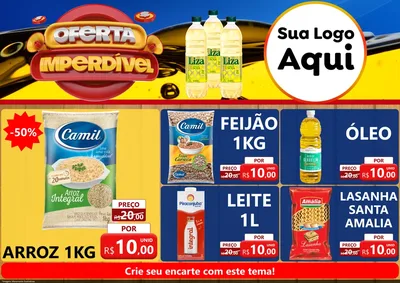 Modelo de Encarte para Encarte A4 Horizontal com o tema Oferta Imperdível - Óleo para Supermercado