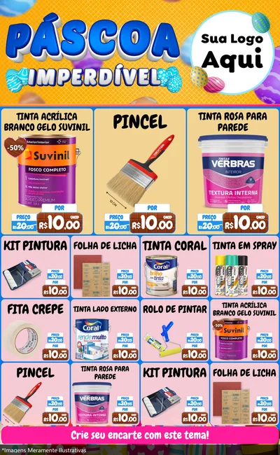 Modelo de Encarte para Encarte Grande com o tema Páscoa Imperdível para Tintas e Ferramentas