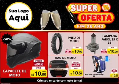 Modelo de Encarte para Encarte A4 Horizontal com o tema Super Oferta Fim de Ano para Moto peças