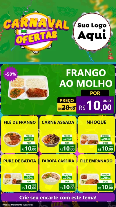 Modelo de Rede Social para Stories com o tema Carnaval de Ofertas para Restaurante