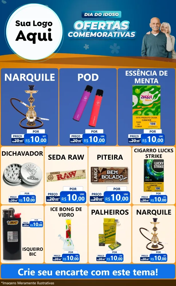 Modelo de Encarte para Encarte Grande com o tema Dia do Idoso para Tabacaria