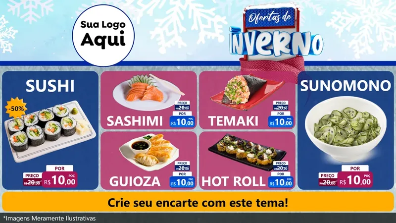 Modelo de TV para TV Horizontal com o tema Ofertas de Inverno para Comida japonesa