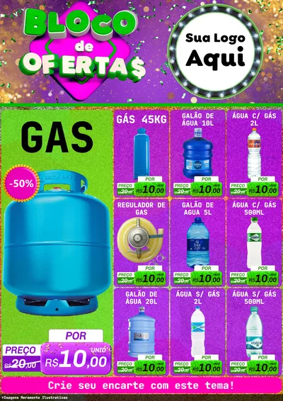 Modelo de Encarte para Encarte A4 Vertical com o tema Bloco de Ofertas para Água e gás