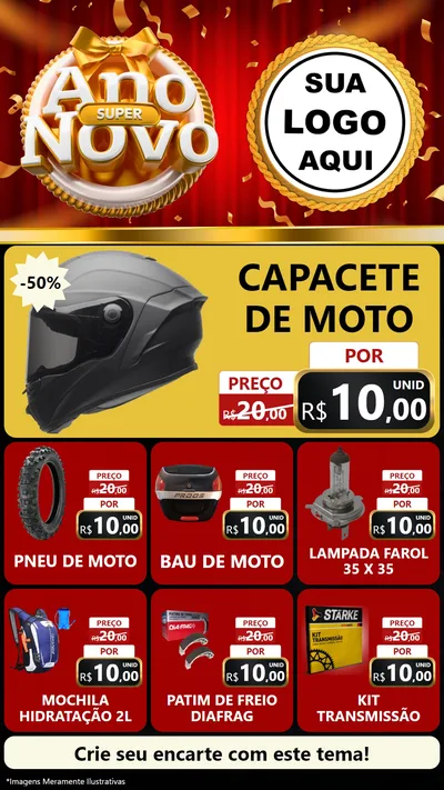 Modelo de Rede Social para Stories com o tema Super Ano Novo para Moto peças