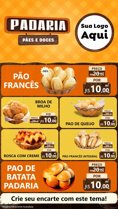 Modelo de TV para TV Vertical com o tema Padaria Pães e Doces para Padaria