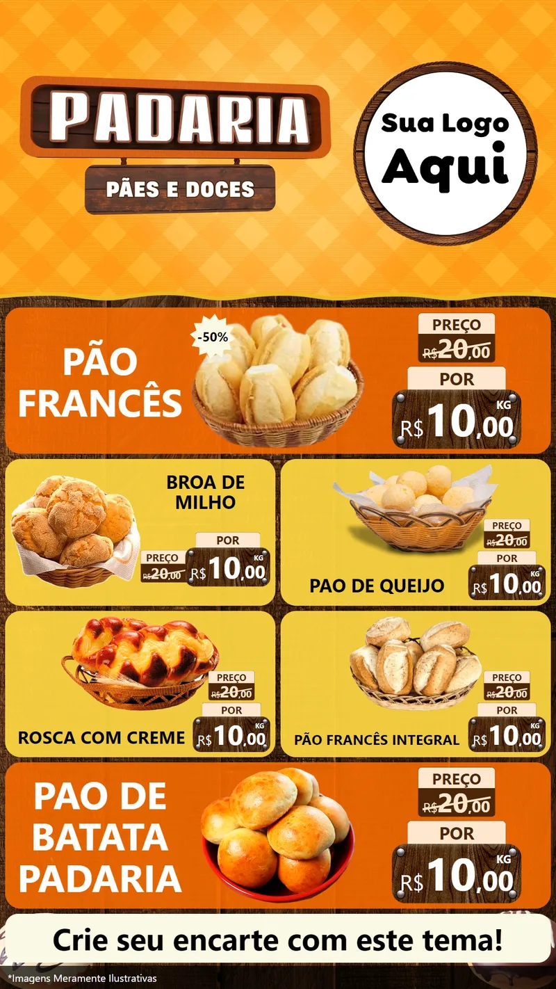 Modelo de TV para TV Vertical com o tema Padaria Pães e Doces para Padaria
