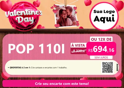 Modelo de Cartaz para Cartaz A4 Horizontal com o tema Valentine's Day para Concessionaria de Motos