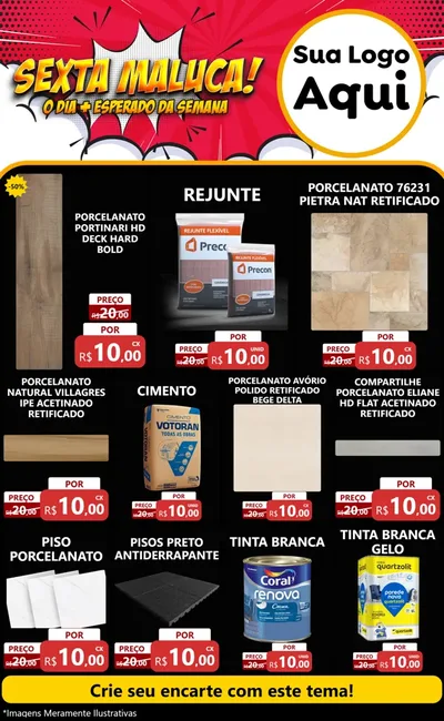 Modelo de Encarte para Encarte Grande com o tema Sexta Maluca! para Pisos e revestimentos