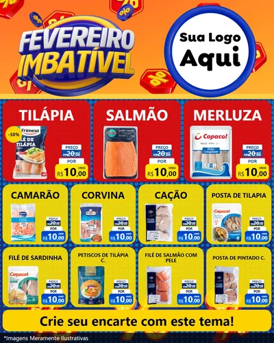 Modelo de Rede Social para Feed Instagram com o tema Fevereiro Imbatível para Peixaria