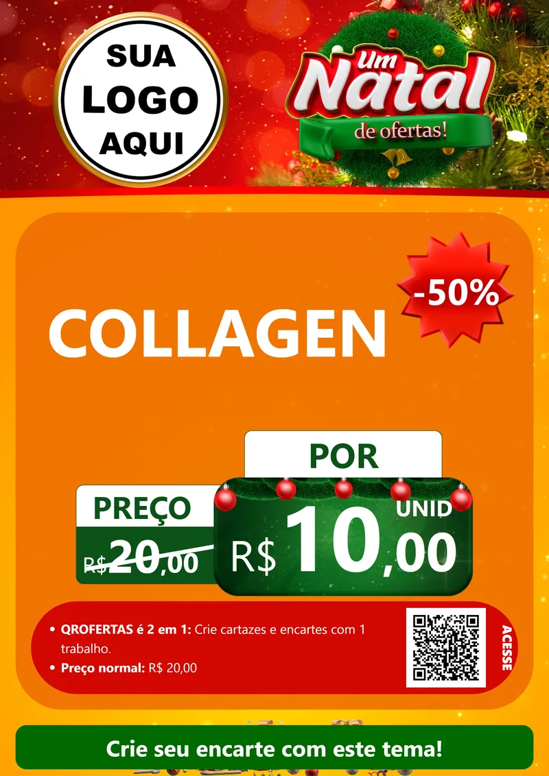 Modelo de Cartaz para Cartaz A4 Vertical com o tema Um Natal de Ofertas para Suplementos alimentares