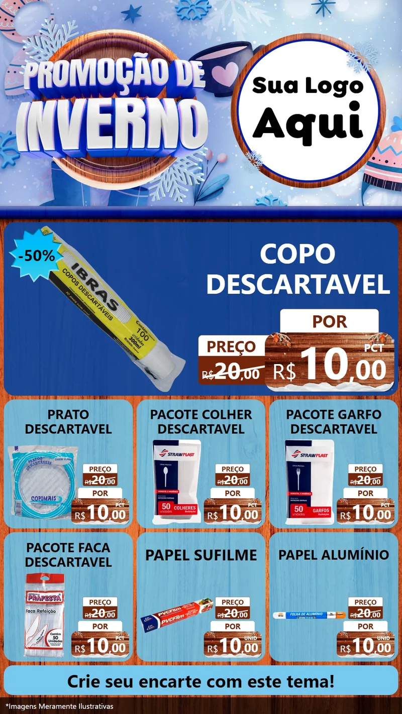 Modelo de Rede Social para Stories com o tema Promoção de Inverno para Embalagens