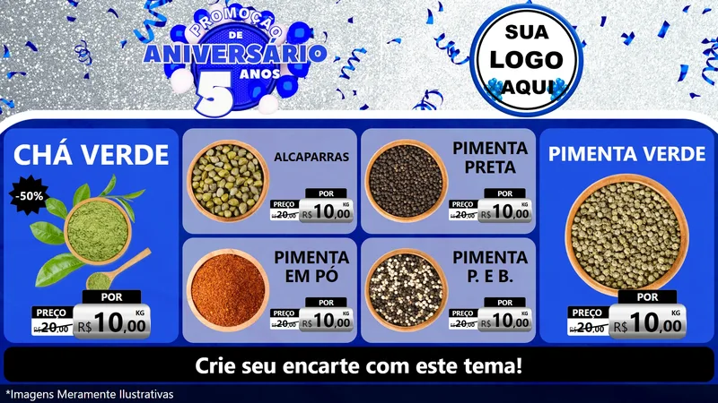Modelo de TV para TV Horizontal com o tema Promoção de Aniversário - 5 Anos para Produtos Naturais