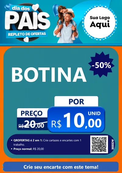 Modelo de Cartaz para Cartaz A4 Vertical com o tema Dia Dos Pais Repleto de Ofertas para Agropecuária