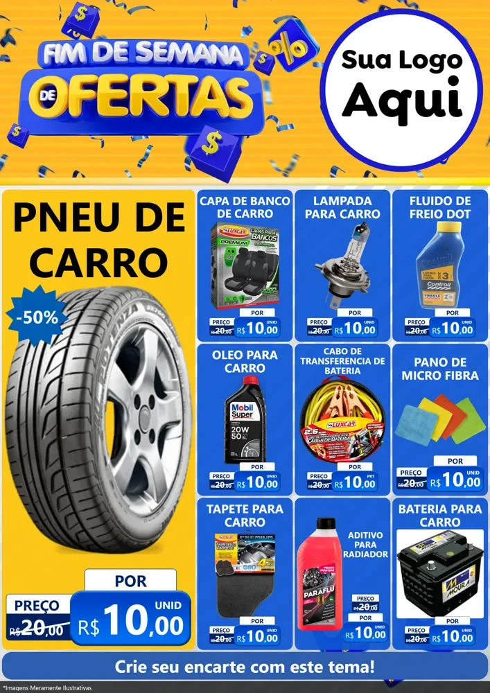 Modelo de Encarte para Encarte A4 Vertical com o tema Fim de Semana de Ofertas para Auto peças