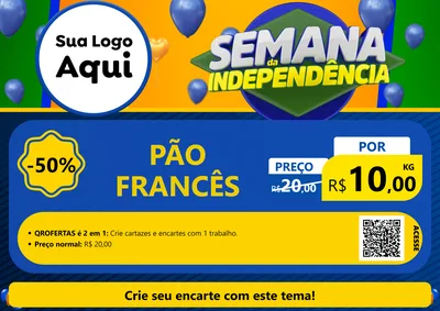 Modelo de Cartaz para Cartaz A4 Horizontal com o tema Semana da Independência para Padaria