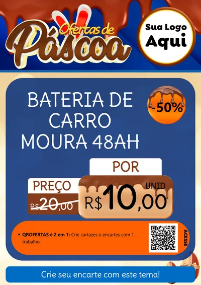 Modelo de Cartaz para Cartaz A4 Vertical com o tema Ofertas de Páscoa para Baterias Elétricas