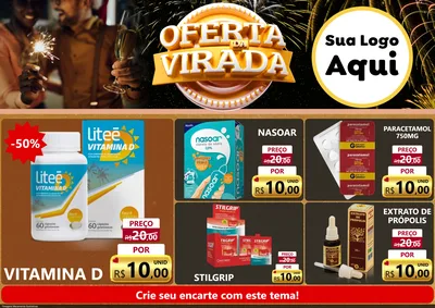 Modelo de Encarte para Encarte A4 Horizontal com o tema Oferta da Virada para Farmácia