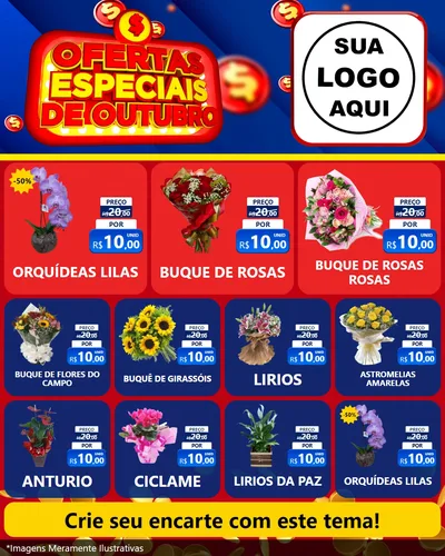 Modelo de Rede Social para Feed Instagram com o tema Ofertas Especiais de Outubro para Floricultura e jardim