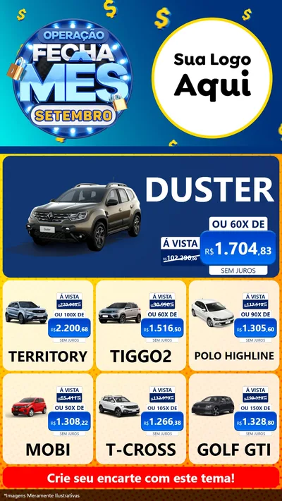 Modelo de Rede Social para Stories com o tema Operação Fecha Mês Setembro para Concessionaria de Carros