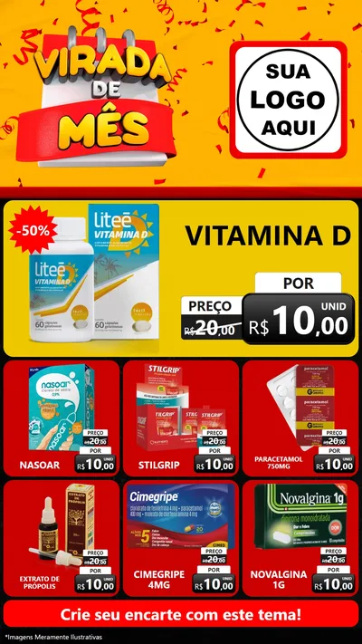 Modelo de Rede Social para Stories com o tema Virada de Mês para Farmácia