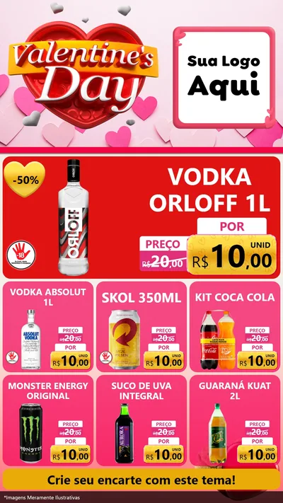 Modelo de Rede Social para Stories com o tema Valentine's Day para Distribuidora de bebidas