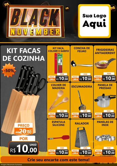 Modelo de Encarte para Encarte A4 Vertical com o tema Black November para Utilidades Domésticas
