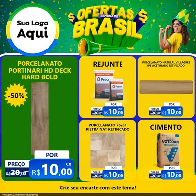 Modelo de Rede Social para Feed Facebook com o tema Ofertas Semana do Brasil para Pisos e revestimentos